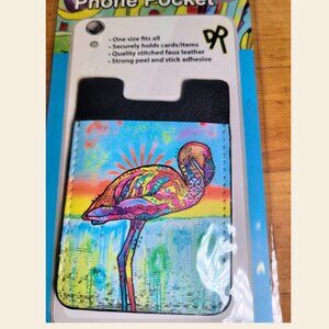 Enjoy It LLC Flamingo Phone Pocket by Dean Russo – Stick-On Card Holder – New